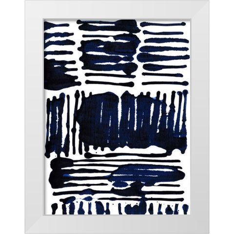 Indigo Stripes I White Modern Wood Framed Art Print by Fuchs, Jodi