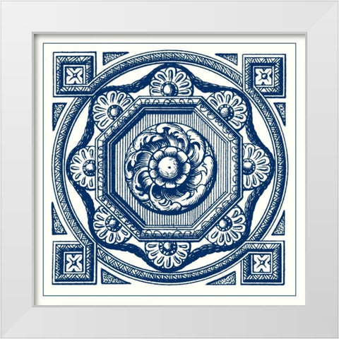 Indigo Medallion I White Modern Wood Framed Art Print by Vision Studio