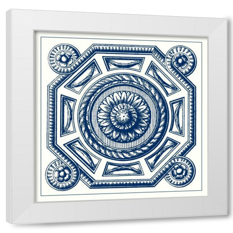 Indigo Medallion II White Modern Wood Framed Art Print by Vision Studio