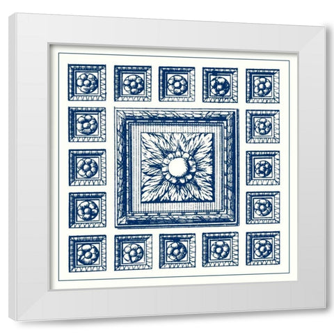 Indigo Medallion IV White Modern Wood Framed Art Print by Vision Studio