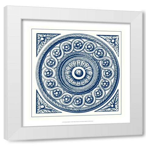 Indigo Medallion V White Modern Wood Framed Art Print by Vision Studio