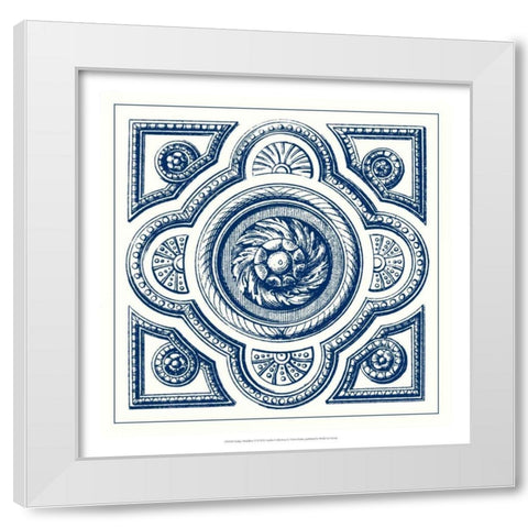 Indigo Medallion VI White Modern Wood Framed Art Print by Vision Studio