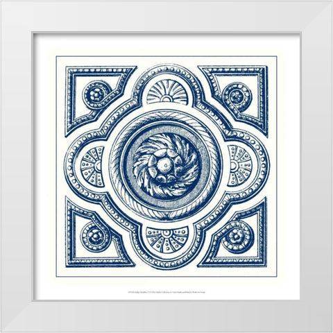Indigo Medallion VI White Modern Wood Framed Art Print by Vision Studio