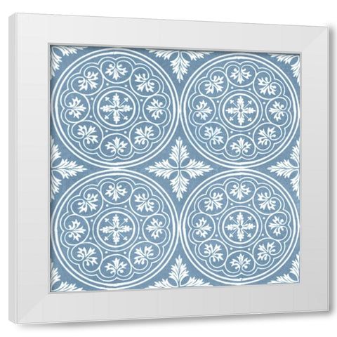 Chambray Tile V White Modern Wood Framed Art Print by Vision Studio