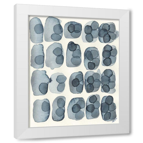 Indigo Five White Modern Wood Framed Art Print by Galapon, Nikki