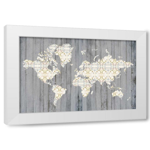 Flower Map I White Modern Wood Framed Art Print by Goldberger, Jennifer