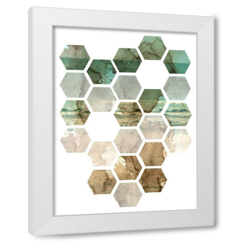 Hexocollage I White Modern Wood Framed Art Print by Ilosky, Pam