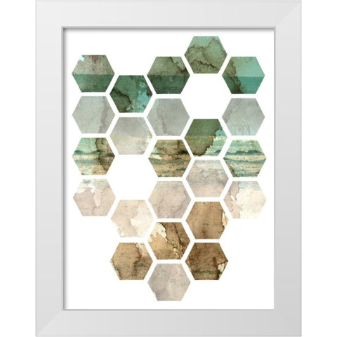 Hexocollage I White Modern Wood Framed Art Print by Ilosky, Pam