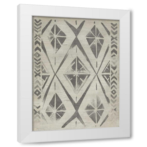 Mudcloth Patterns V White Modern Wood Framed Art Print by Vess, June Erica