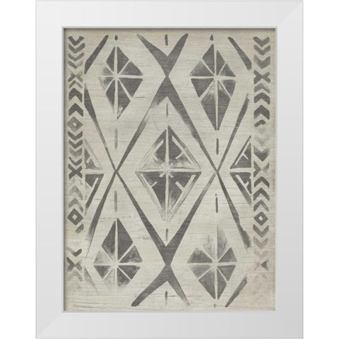 Mudcloth Patterns V White Modern Wood Framed Art Print by Vess, June Erica