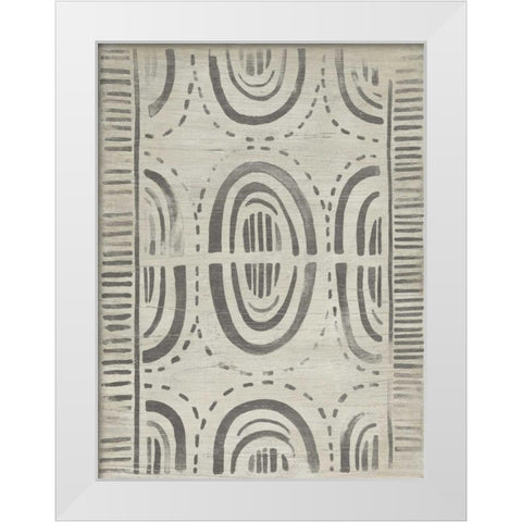 Mudcloth Patterns VI White Modern Wood Framed Art Print by Vess, June Erica