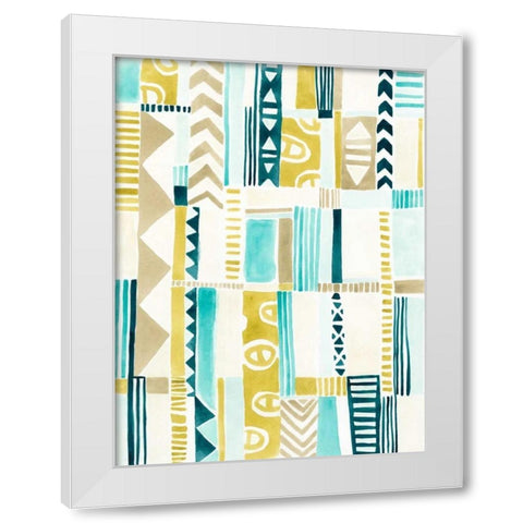 Tribal Patchwork I White Modern Wood Framed Art Print by Vess, June Erica