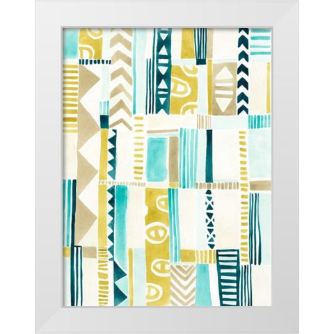 Tribal Patchwork I White Modern Wood Framed Art Print by Vess, June Erica