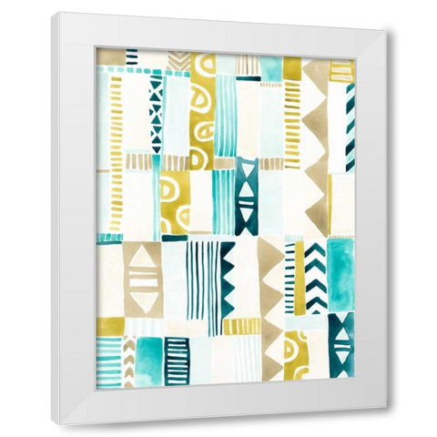 Tribal Patchwork II White Modern Wood Framed Art Print by Vess, June Erica