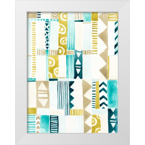 Tribal Patchwork II White Modern Wood Framed Art Print by Vess, June Erica