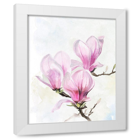 Magnolia Blooms II White Modern Wood Framed Art Print by Parker, Jennifer Paxton