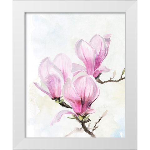 Magnolia Blooms II White Modern Wood Framed Art Print by Parker, Jennifer Paxton