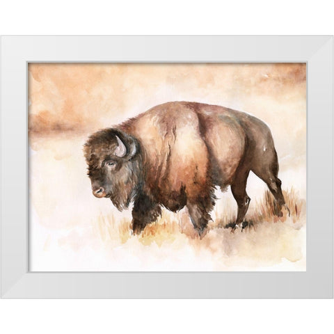 Buffalo Roam I White Modern Wood Framed Art Print by Parker, Jennifer Paxton