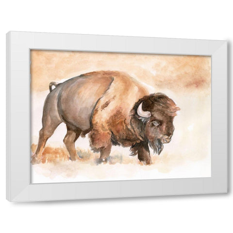 Buffalo Roam II White Modern Wood Framed Art Print by Parker, Jennifer Paxton