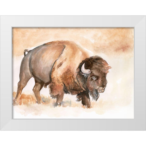 Buffalo Roam II White Modern Wood Framed Art Print by Parker, Jennifer Paxton