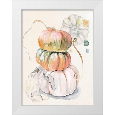 Harvest Pumpkins I White Modern Wood Framed Art Print by Parker, Jennifer Paxton