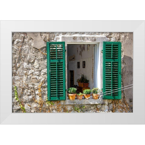 Window View - Kotor, Montenegro White Modern Wood Framed Art Print by DeNardo, Laura