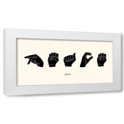 Sign Language V White Modern Wood Framed Art Print by Scarvey, Emma