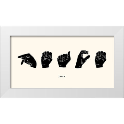 Sign Language V White Modern Wood Framed Art Print by Scarvey, Emma