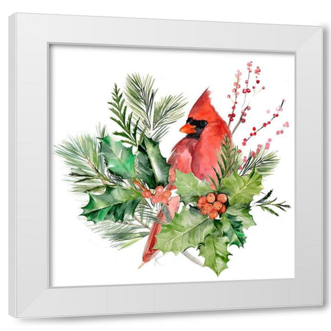Cardinal Holly Christmas I White Modern Wood Framed Art Print by Parker, Jennifer Paxton