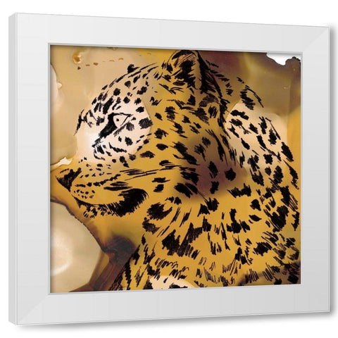 Leopard Portrait I White Modern Wood Framed Art Print by Parker, Jennifer Paxton