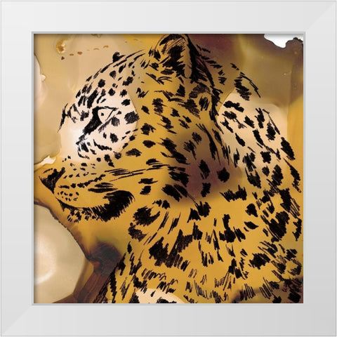 Leopard Portrait I White Modern Wood Framed Art Print by Parker, Jennifer Paxton