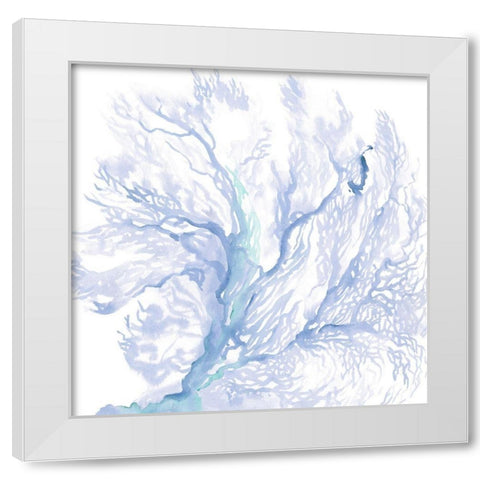 Navy Sea Fan II White Modern Wood Framed Art Print by Parker, Jennifer Paxton