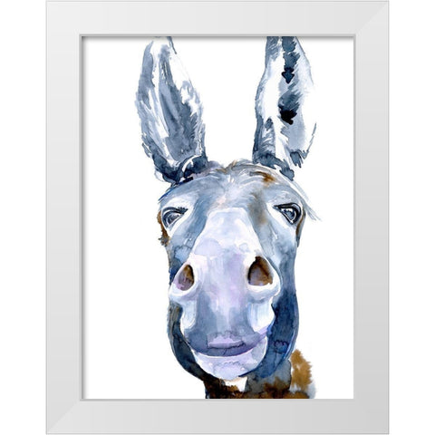 Sweet Donkey I White Modern Wood Framed Art Print by Parker, Jennifer Paxton