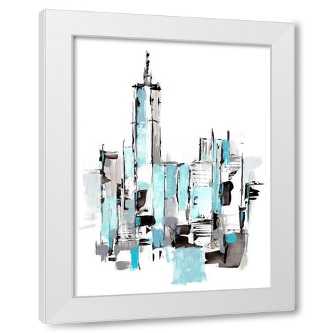 Blue City II White Modern Wood Framed Art Print by Harper, Ethan