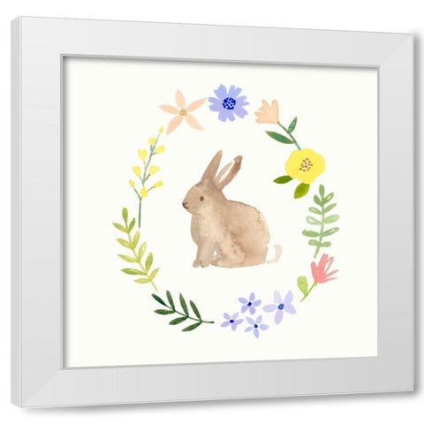 Wildflower Bunny I White Modern Wood Framed Art Print by Barnes, Victoria