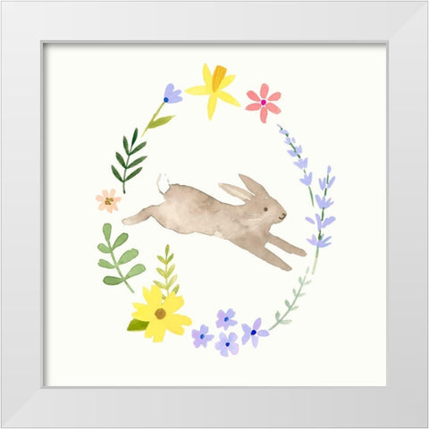 Wildflower Bunny II White Modern Wood Framed Art Print by Barnes, Victoria