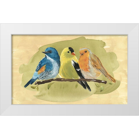 Bird Perch I White Modern Wood Framed Art Print by Warren, Annie