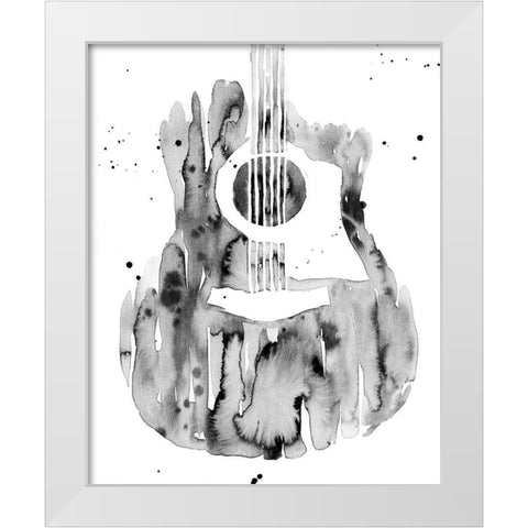 Guitar Flow III White Modern Wood Framed Art Print by Warren, Annie
