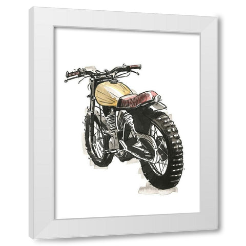 Motorcycles in Ink III White Modern Wood Framed Art Print by Warren, Annie