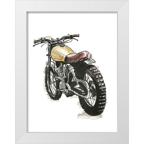 Motorcycles in Ink III White Modern Wood Framed Art Print by Warren, Annie