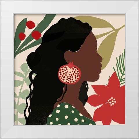 Christmas Earring I White Modern Wood Framed Art Print by Barnes, Victoria