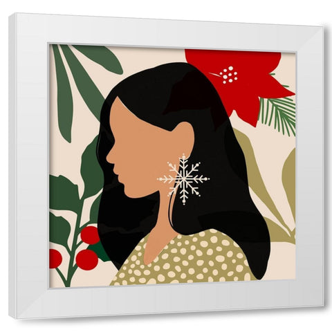 Christmas Earring II White Modern Wood Framed Art Print by Barnes, Victoria