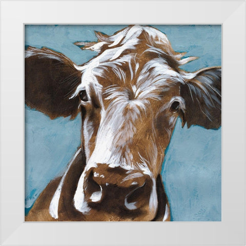 Custom Cow Kisses II White Modern Wood Framed Art Print by Parker, Jennifer Paxton
