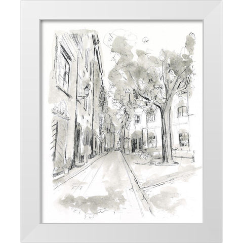 European City Sketch II White Modern Wood Framed Art Print by Vess, June Erica