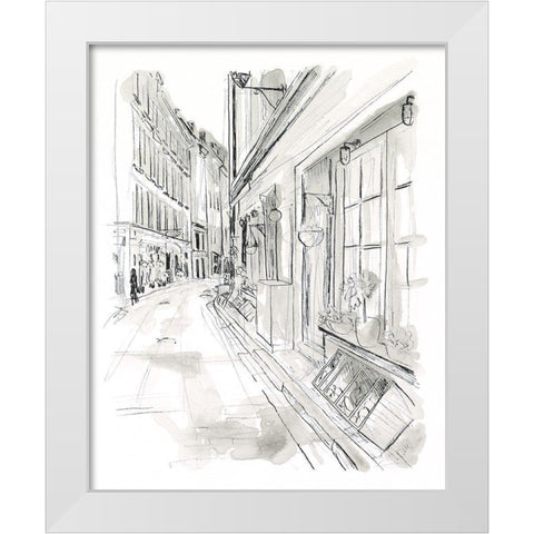 European City Sketch VI White Modern Wood Framed Art Print by Vess, June Erica