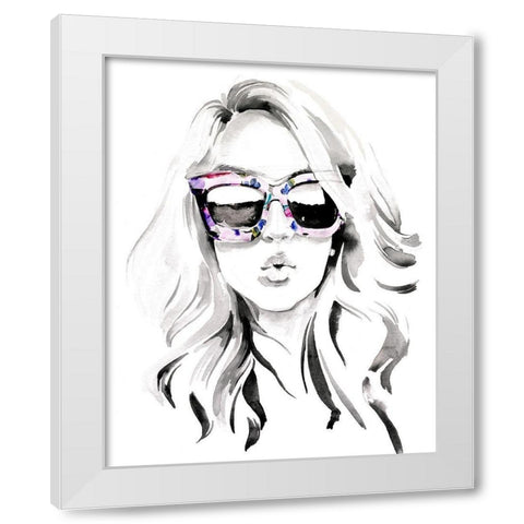 Look into the Sun(Glasses) I White Modern Wood Framed Art Print by Parker, Jennifer Paxton