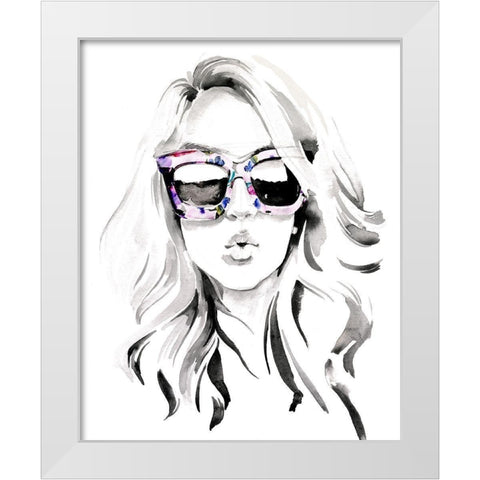 Look into the Sun(Glasses) I White Modern Wood Framed Art Print by Parker, Jennifer Paxton