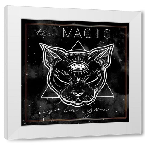 Mystical Cat I White Modern Wood Framed Art Print by Parker, Jennifer Paxton