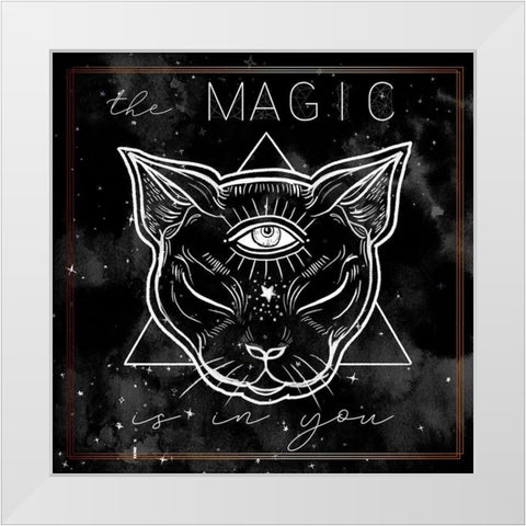 Mystical Cat I White Modern Wood Framed Art Print by Parker, Jennifer Paxton