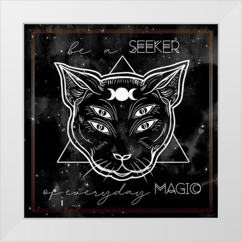 Mystical Cat II White Modern Wood Framed Art Print by Parker, Jennifer Paxton